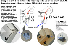 Supplement à la notice de montage du volet roulant conduit de manivelle pour le type 848 648 et fenêtre plastique