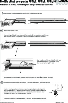 Modèle plissé pour portes PPT 1-6, PPT 1-8, PPT 1-10