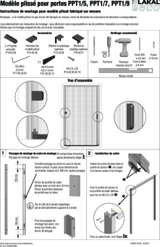 Modèle plissé pour portes PPT 1-5, PPT 1-7, PPT 1-9