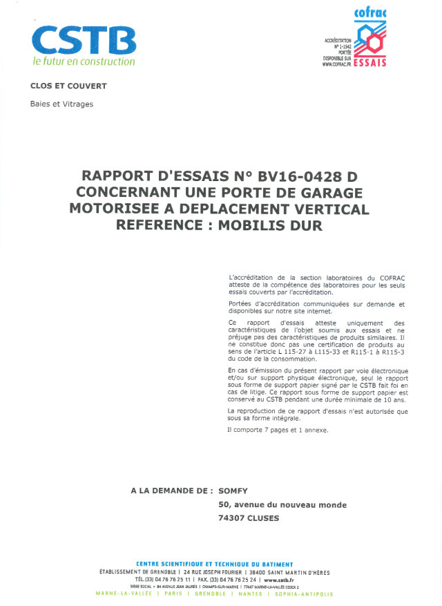 Rapport d'essais Mobilis Dur