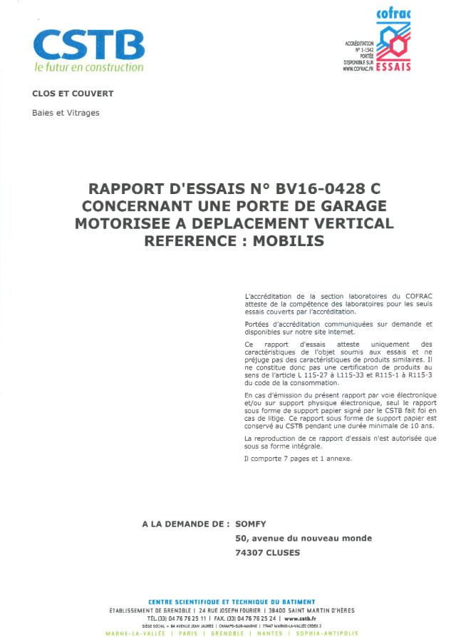 Rapport d'essais Mobilis