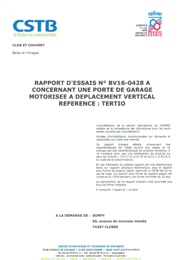 Rapport d'essais Tertio